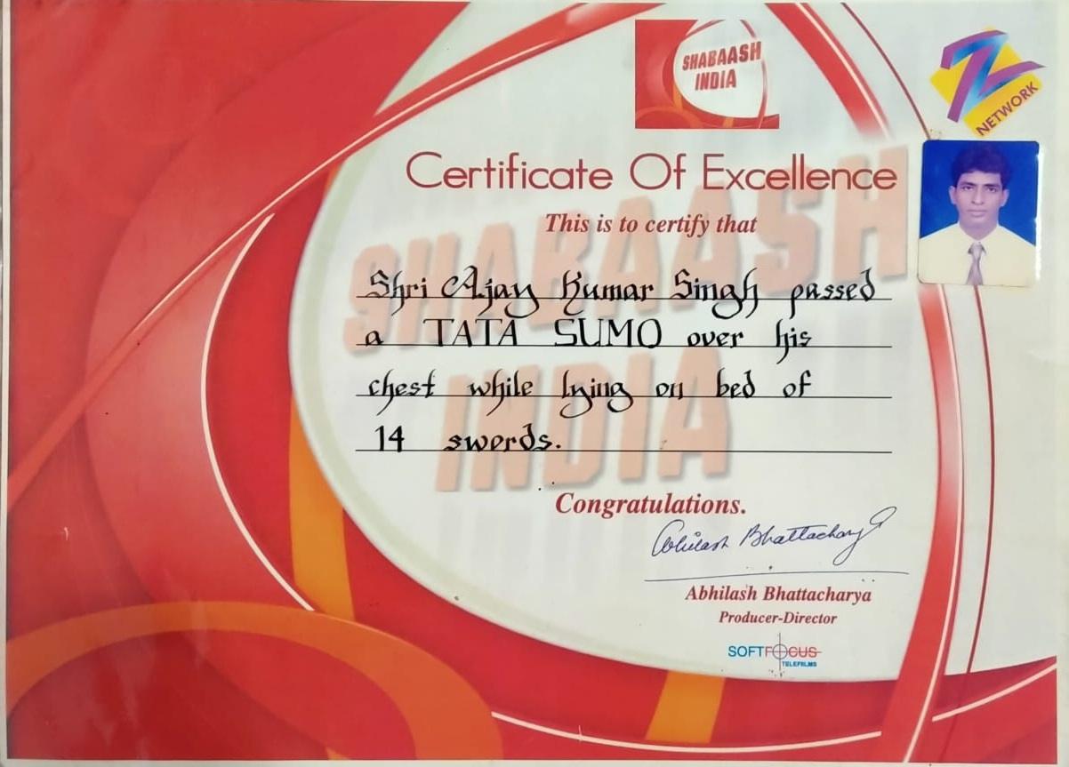 Shabaash India Certificate